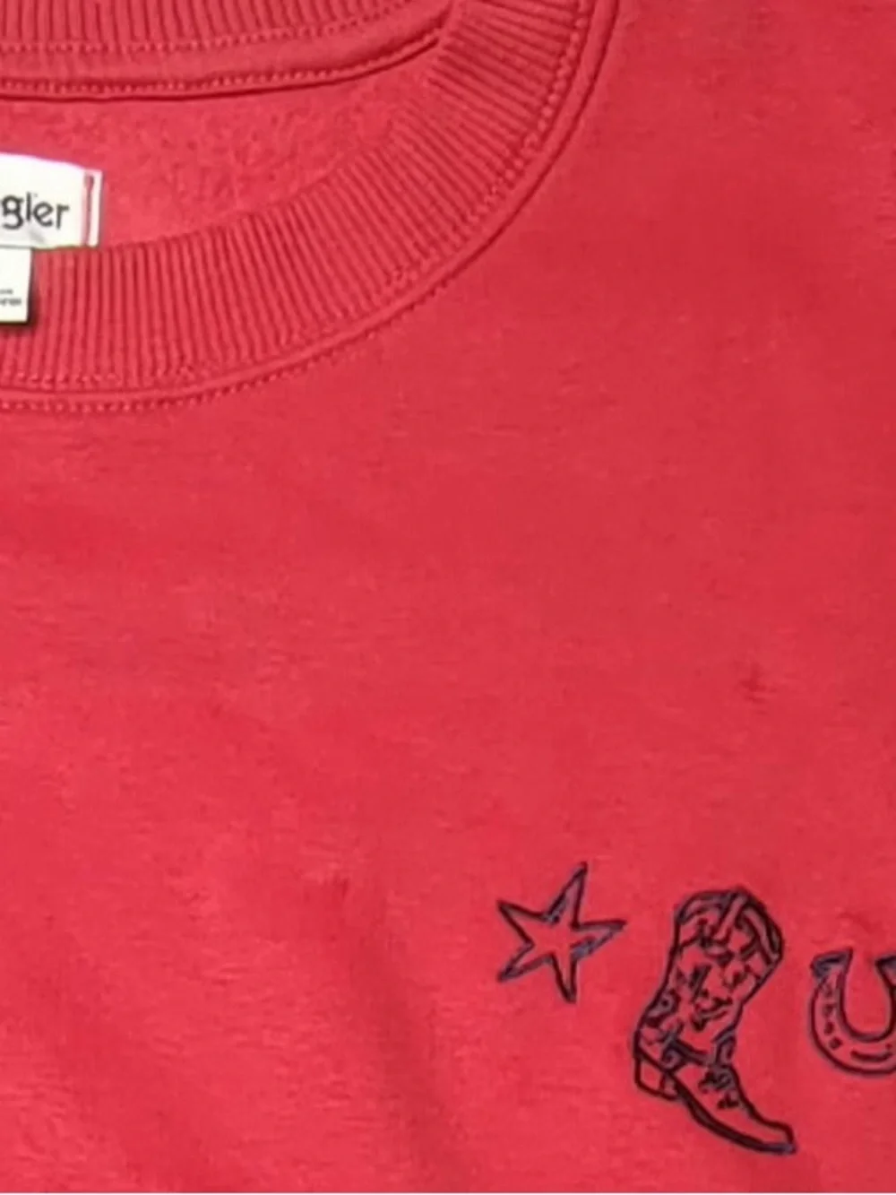 Wrangler Red Crewneck Sweatshirt with Western Embroidery - Picture 3 of 12